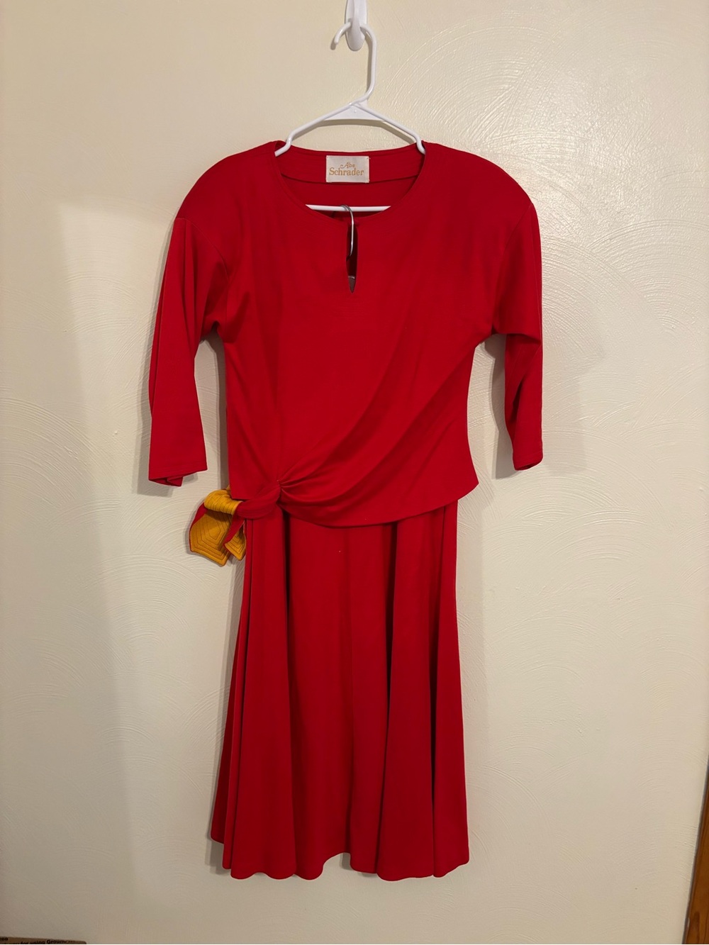 Vintage Abe Schrader Red Skirt Set Size 8 Made USA Tie Top